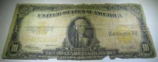 1922 Us $10 Gold Certificate Ten Dollar Bill Note Antique U.  S.  Currency Money