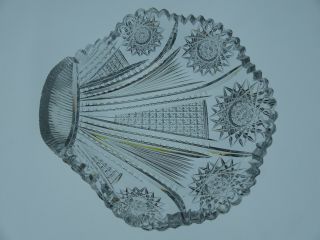 Antique Abp American Brilliant Cut Glass Fan Shaped Pairpoint Bon Bon Dish