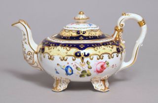A Wonderful Antique 19thc H & R Daniel Porcelain Teapot,  Pat.  4495