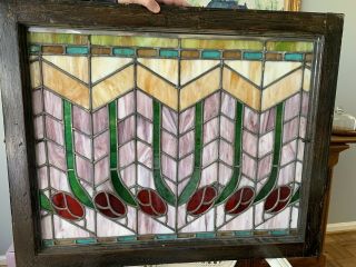 Antique Stained Leaded Glass Opera Windows Circa 1900’s 4