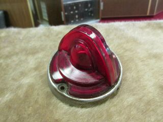 Antique Car Red Glass Tail Light Beehive Type Dome Rare G3