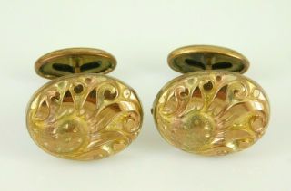 Vintage / Antique Victorian Rose & Yellow Gold Filled Cufflinks