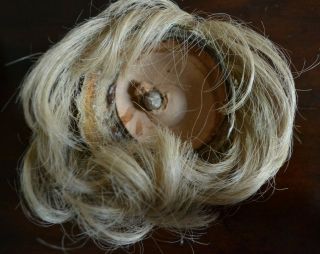 Antique Short Blonde Human Hair Doll Wig Pate French Or German Boy Bisque Doll