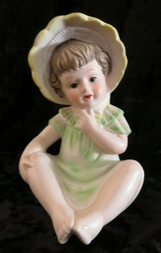 Vintage Piano Baby Bisque Porcelain Girl 6 1/2 " Tall