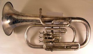 Antique 1918 - 19 C.  G.  Conn U.  S.  Navy Euphonium ?? Horn With Hard Case & Mouthpieces
