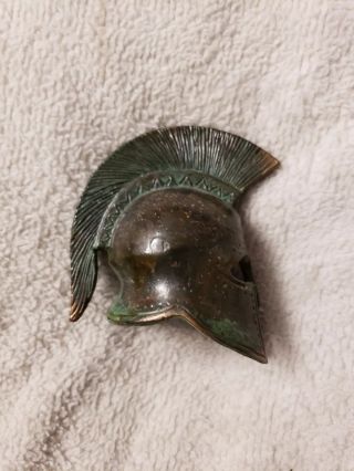 Antique Metal Bronze Spartan Mask Helmet Hood Flag Ornament Sculpture ctoelle20 4