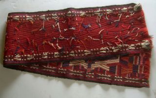 Antique Turkoman Tent Band Fragment Tribal Flat Weave Textile Oriental Rug 3