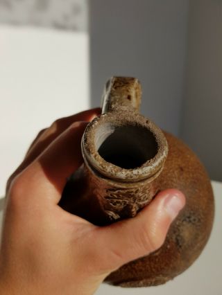 Antique rare Bellarmine jug Bartmannskrug 17th century intact German stoneware 8