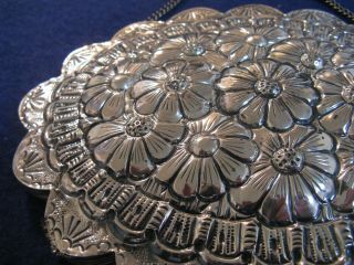 Vintage Turkish.  900 Silver 6 3/8 " By 5 " Hanging Wedding Mirror By Bedo