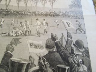 VINTAGE HARPER ' S WEEKLY DOUBLE PAGE 1889 - THE PRINCETON - YALE FOOTBALL MATCH 5