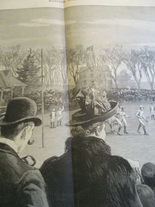 VINTAGE HARPER ' S WEEKLY DOUBLE PAGE 1889 - THE PRINCETON - YALE FOOTBALL MATCH 6
