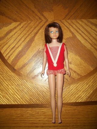 Vintage Skipper Doll,  Straight Leg,  Brunette Hair,  Straight Leg,  Orig.  Swim Suit
