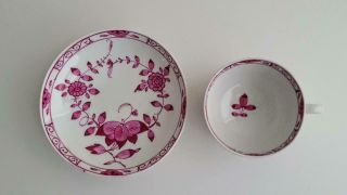 Antique 18th Century Meissen Marcolini Purple Flowers Cup & Saucer 1774 - 1815 8