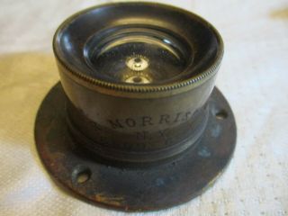 Antique Brass Lens,  R.  Morrison,  N.  Y.  No.  6509,  6 1/2 x 8 1/2,  5 4