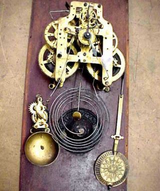 Antique Seth Thomas Kitchen Clock Movement Gong Alarm & Pendulum - Parts