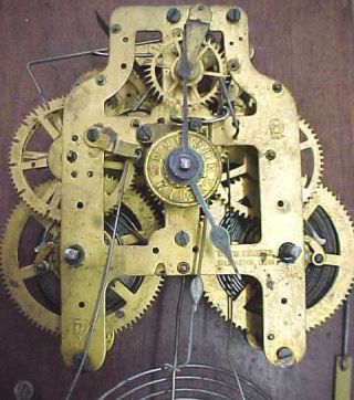 Antique Seth Thomas Kitchen Clock Movement Gong Alarm & Pendulum - Parts 2