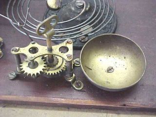 Antique Seth Thomas Kitchen Clock Movement Gong Alarm & Pendulum - Parts 6