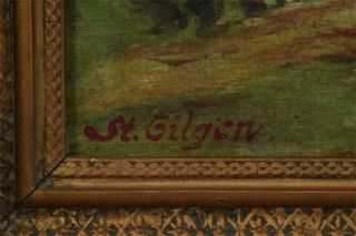Antique German/Swiss Painting Oil/Cardboard St.  Gilden sign.  A.  Gasteiger c.  1935 5