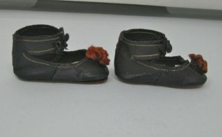 ANTIQUE SHOES LEATHER RIBBON WORK 16 