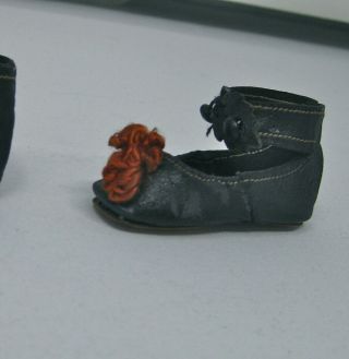 ANTIQUE SHOES LEATHER RIBBON WORK 16 