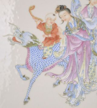 A CHINESE REPUBLIC PERIOD FAMILLE ROSE PORCELAIN PLAQUE,  BOY ON KYLIN 3