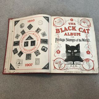 Antique Black Cat Stamp Album With Rare Stamps 2