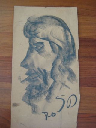 ANTIQUE ISRAEL JEWISH RUSSIAN PAINTING AVANT GARDE STYLE ART PASTEL SIGNED 2