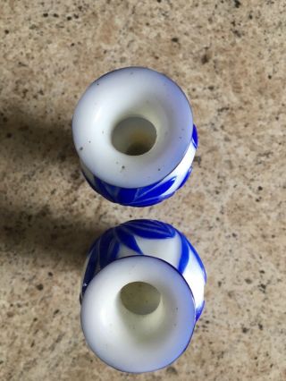 Two Vintage Chinese Blue Overlay Peking Mini Glass Vases 7