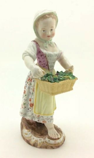 Antique Meissen Porcelain Figurine Lady Girl Flower Basket 5 " мейсенский マイセン