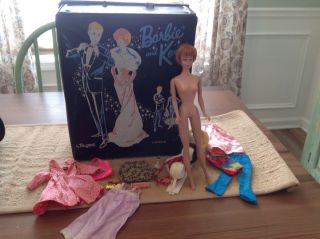 Vintage Barbie Ken Case 1963 And 1958 Midge Barbie W Clothes