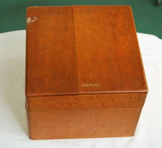 Antique Shaw Walker Dovetailed Wood Large Index Card File Box 9 " X 9 " X 6.  5 "