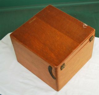 Antique Shaw Walker dovetailed wood large index card file box 9 