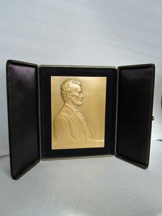 Vintage Abraham Lincoln Bronze Plaque Victor Brenner By Metallic Art Co.