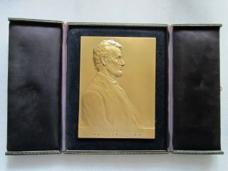 VINTAGE ABRAHAM LINCOLN BRONZE PLAQUE VICTOR BRENNER BY METALLIC ART Co. 3
