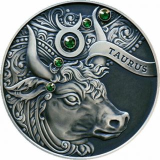 Belarus 2014 20 Rubles Taurus Signs Of The Zodiac Antique Finish Silver Coin