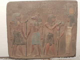 Rare Antique Ancient Egyptian Stela King Amenhotep Gods Anubis Isis 1427–1401bc