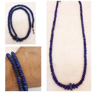39cm Outstanding Very Old Lapis Lazuli Stone Necklace Old Strand Beads 68