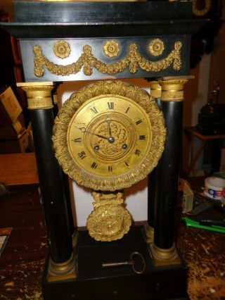 Antique - French - Large - Portico Clock - Ca.  1870 - To Restore - T551