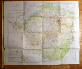 Two Large 1979 Maps Of Zimbabwe - Relief Map - 32 " X 37 " - Land Classification