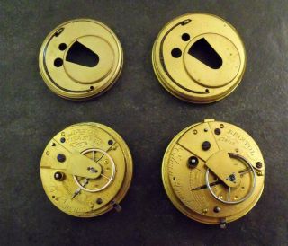 2x Antique Fusee Fob Pocket Watch Movements D Thomas Swansea & Vaughan Bristol