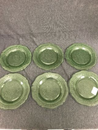 Antique Federal Green Depression Glass 9 " Plate Patrician Spoke (pt)
