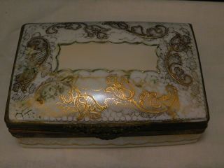 Antique Le Tallec Limoges Paris France Hand Painted Gold Gilt Porcelain Case Box