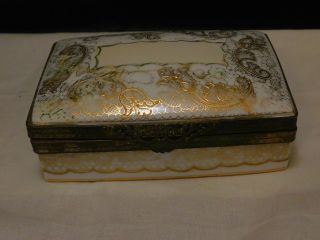 Antique Le Tallec Limoges Paris France Hand Painted Gold Gilt Porcelain Case Box 4