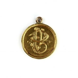 Antique " P B " $1 Gold Love Token T - 3 Indian Princess Head With Pendant Loop