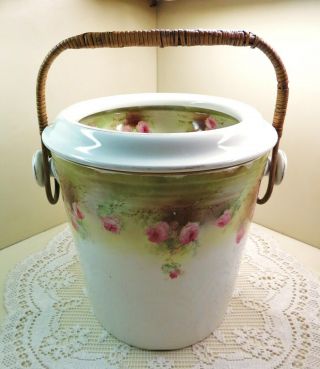 Antique Rare Grimwades Winton Porcelain Roses 2 - Pc Chamber Pot Slop / Night Jar