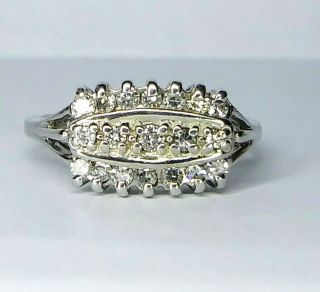 Antique Art Deco 1/2 Carat (50) Natural Diamond Ring 14kwg Cluster W/sizing