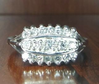 Antique Art Deco 1/2 Carat (50) Natural Diamond Ring 14KWG Cluster w/Sizing 2