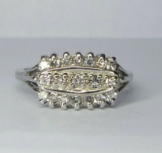 Antique Art Deco 1/2 Carat (50) Natural Diamond Ring 14KWG Cluster w/Sizing 3