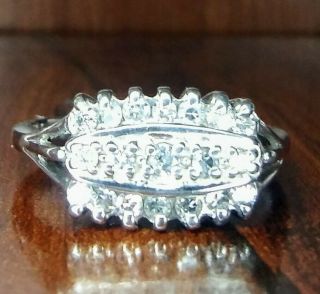 Antique Art Deco 1/2 Carat (50) Natural Diamond Ring 14KWG Cluster w/Sizing 4