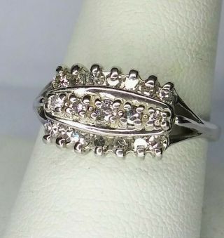 Antique Art Deco 1/2 Carat (50) Natural Diamond Ring 14KWG Cluster w/Sizing 5